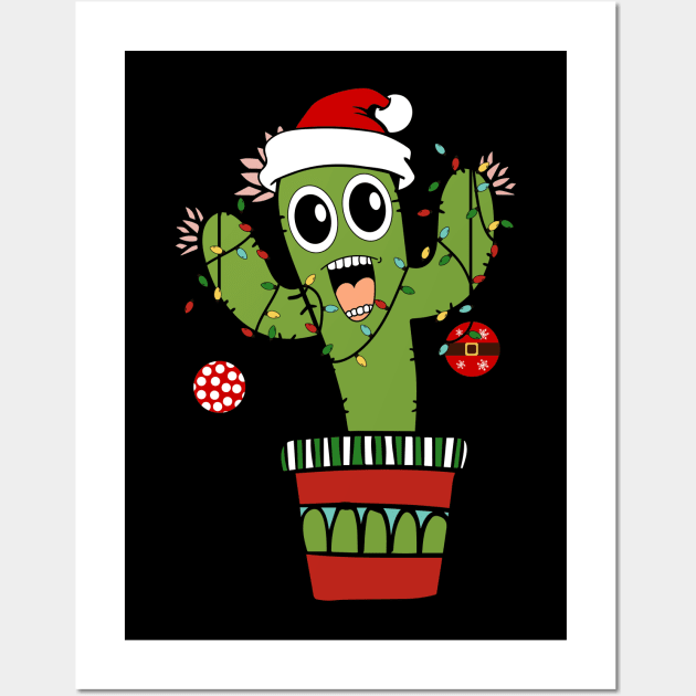 Cranky Cactus Christmas Lights Funny Christmas Tree Xmas Gift Wall Art by BadDesignCo